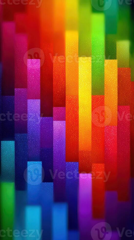 Vibrant abstract art piece with colorful vertical bars creating a dynamic, rhythmic pattern in a spectrum of hues photo