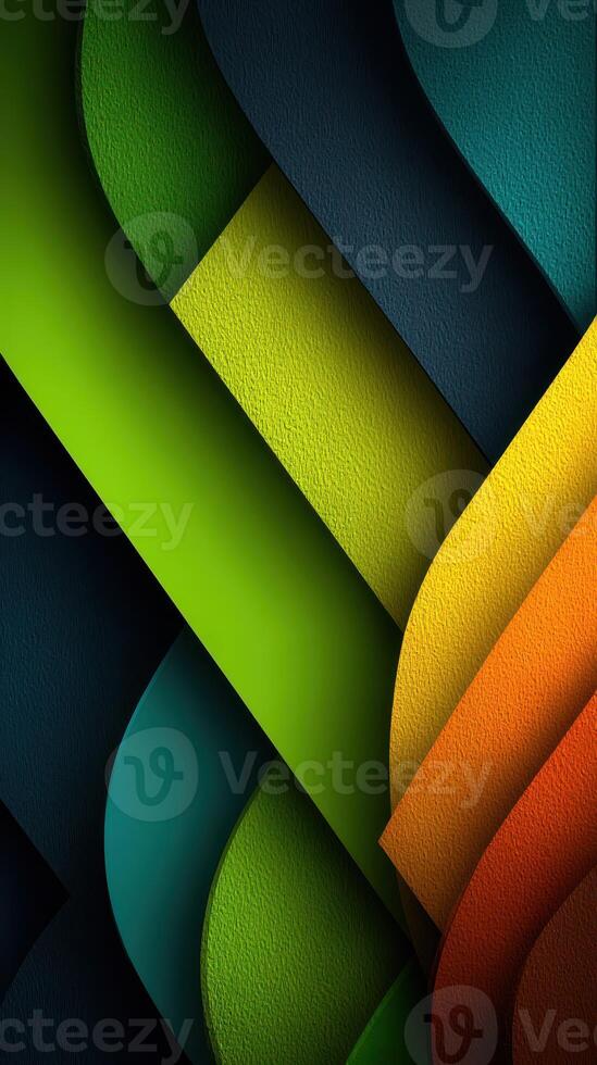 Vibrant abstract design featuring layered curves in various colors and textures photo