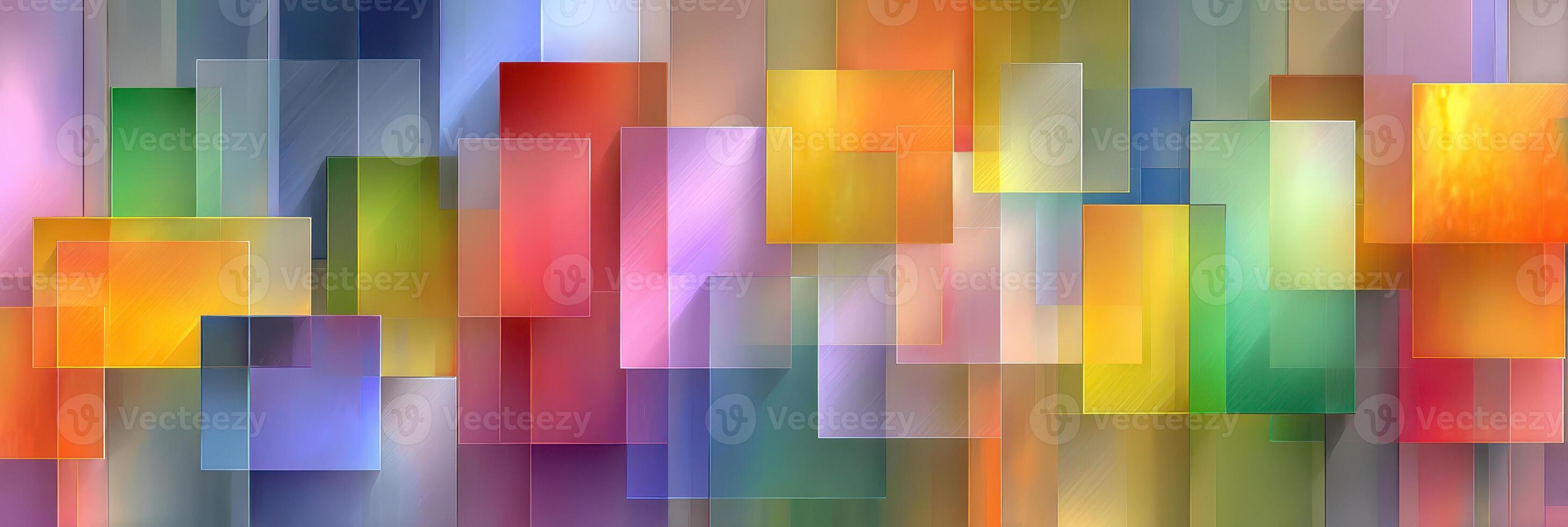 Colorful abstract composition with overlapping shapes and vibrant hues creating a lively atmosphere in an artistic setting photo