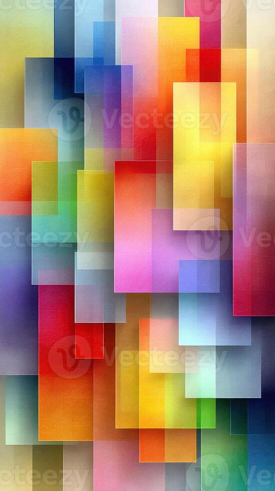 Colorful abstract pattern with layers of rectangles creating visual harmony and depth in vibrant shades and hues photo