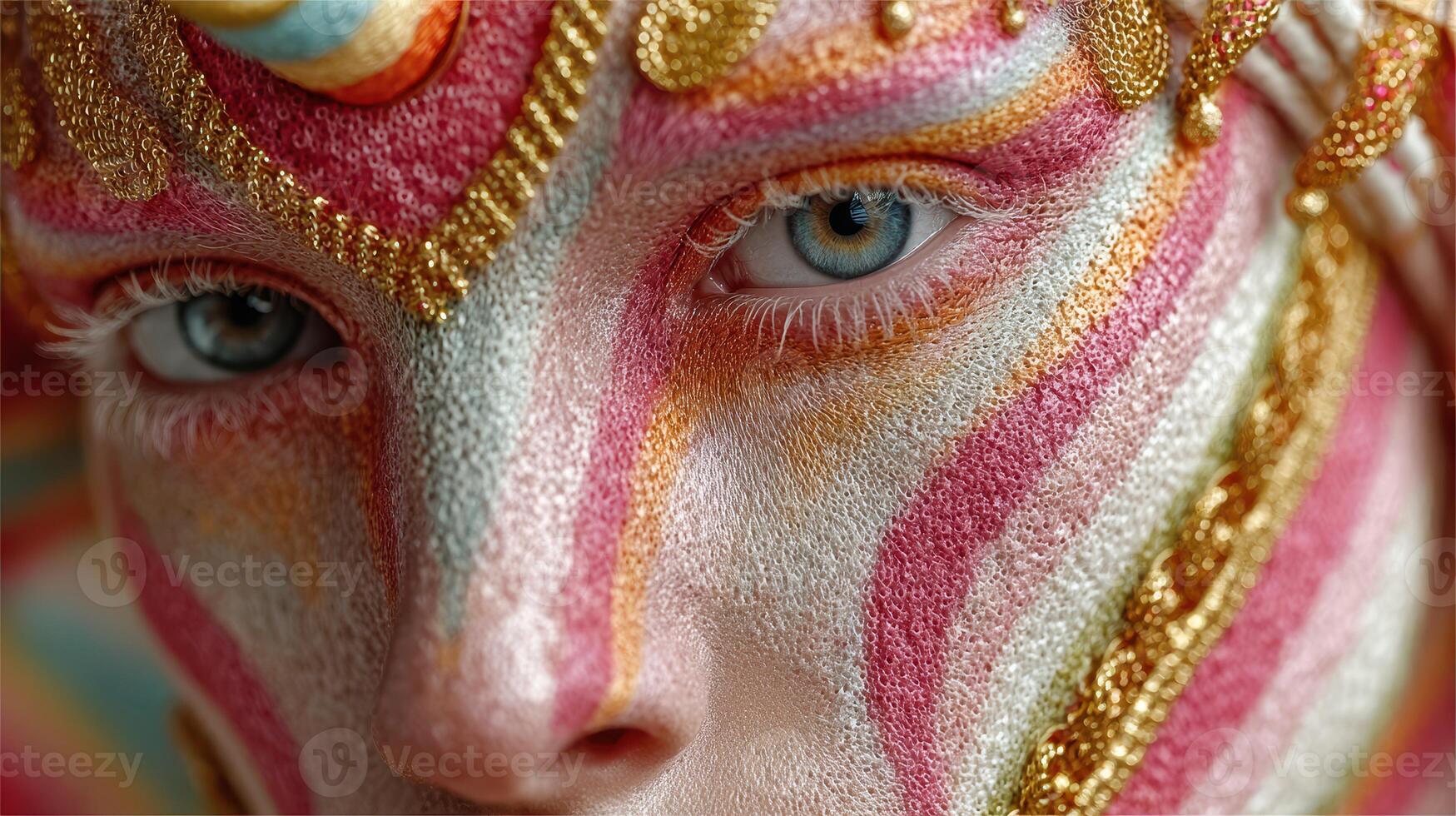 Colorful face painting highlights intricate design and artistic expression at local festival photo