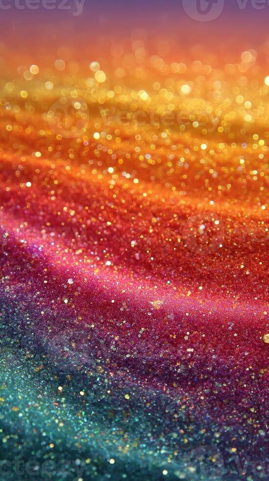 Colorful glitter pattern captures the beauty of vibrant hues and shimmering textures in a close-up view photo
