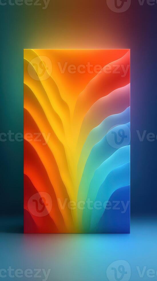 Colorful abstract wall art featuring flowing waves in vibrant gradients displayed in a modern gallery photo