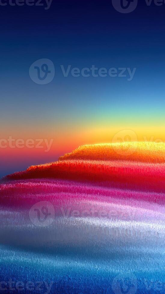 Colorful sunrise over rolling hills with vibrant gradients and calm atmosphere in a serene landscape photo