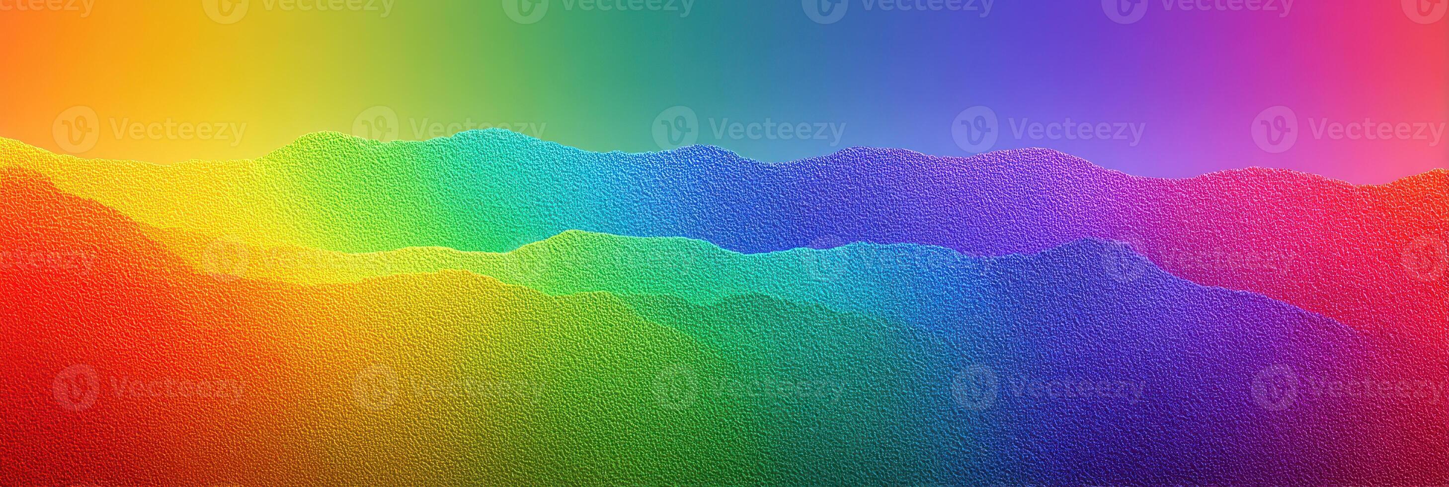 Colorful abstract landscape featuring vibrant rainbow hues in a gradient pattern during sunrise photo