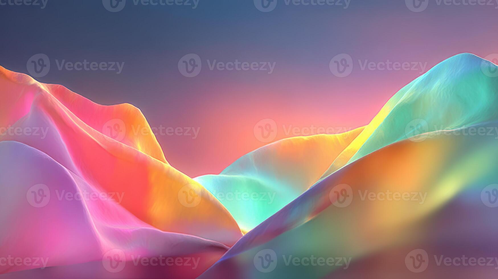 Colorful abstract landscape with soft curves and vibrant hues during sunset photo