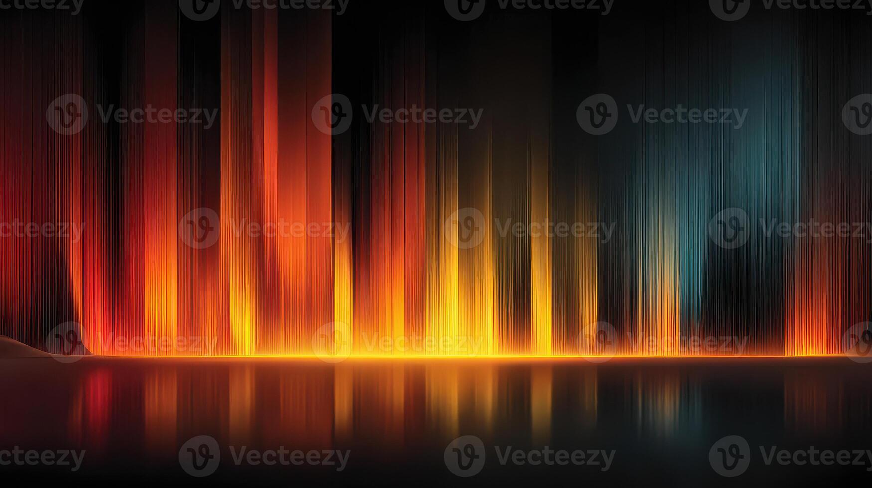 Vibrant display of light and color reflecting in darkness at night photo
