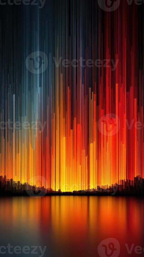 Vibrant abstract artwork depicting colorful vertical lines creating a dynamic visual experience at dusk photo