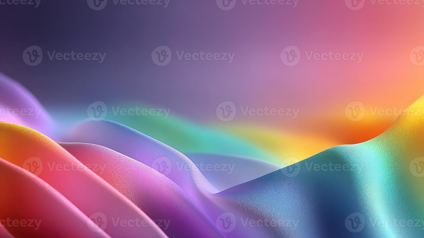 Colorful abstract landscape with flowing waves and soft gradients at sunset time photo