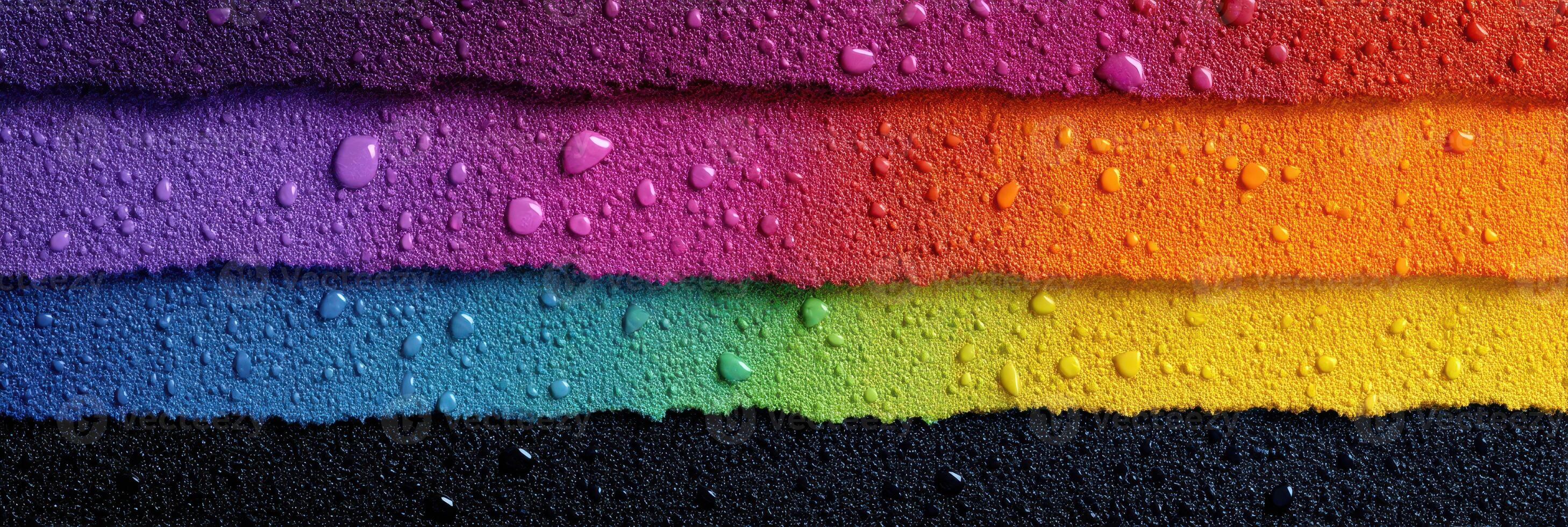 Vibrant layers of colored texture with droplets reflecting light in a creative display of colors photo
