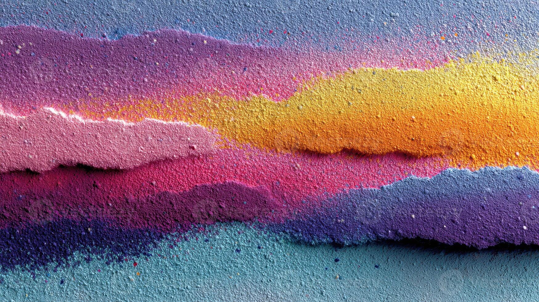 Colorful abstract mural with layered textures and vibrant hues in urban setting photo