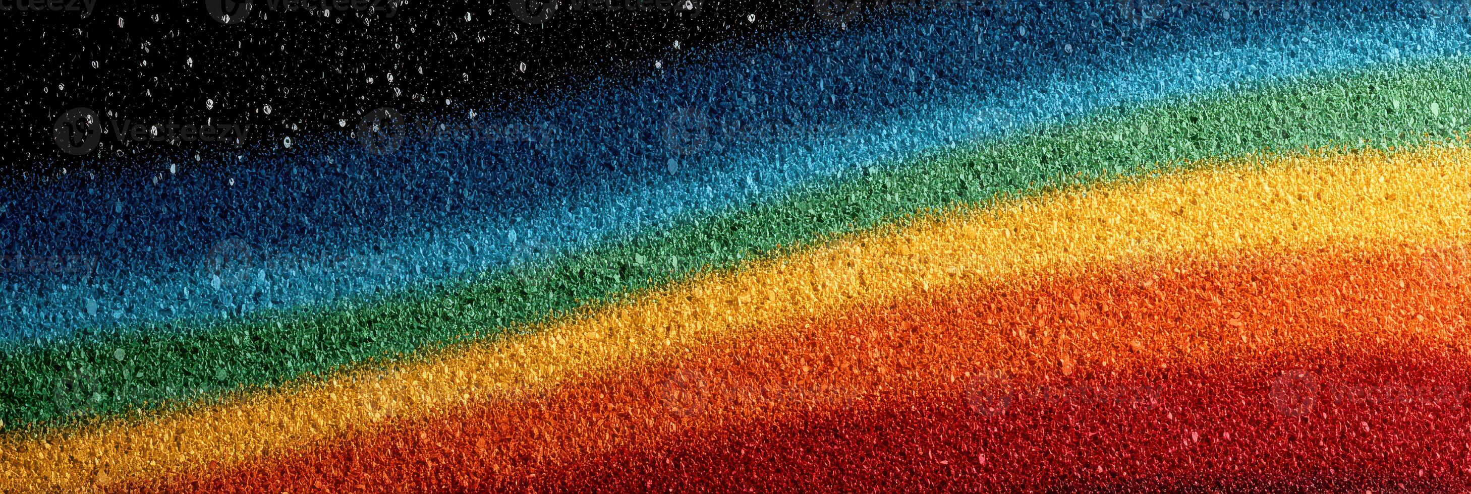 Colorful sand art showing a vibrant rainbow gradient with fine texture and starry background photo