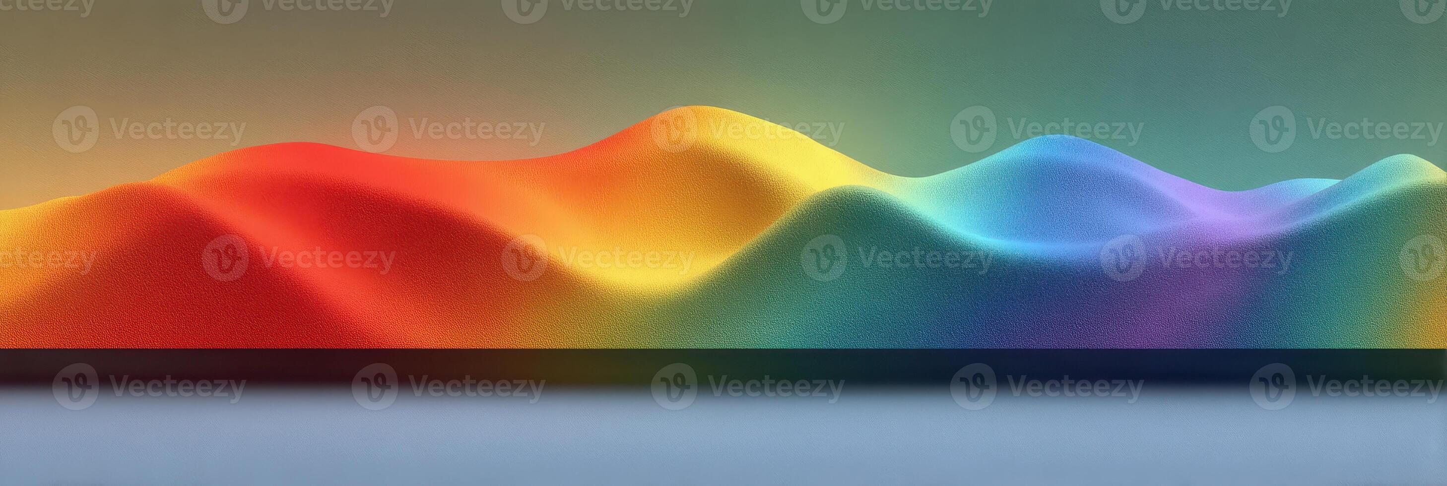 Colorful waves undulating in a gradient of hues against a soft background at dawn photo