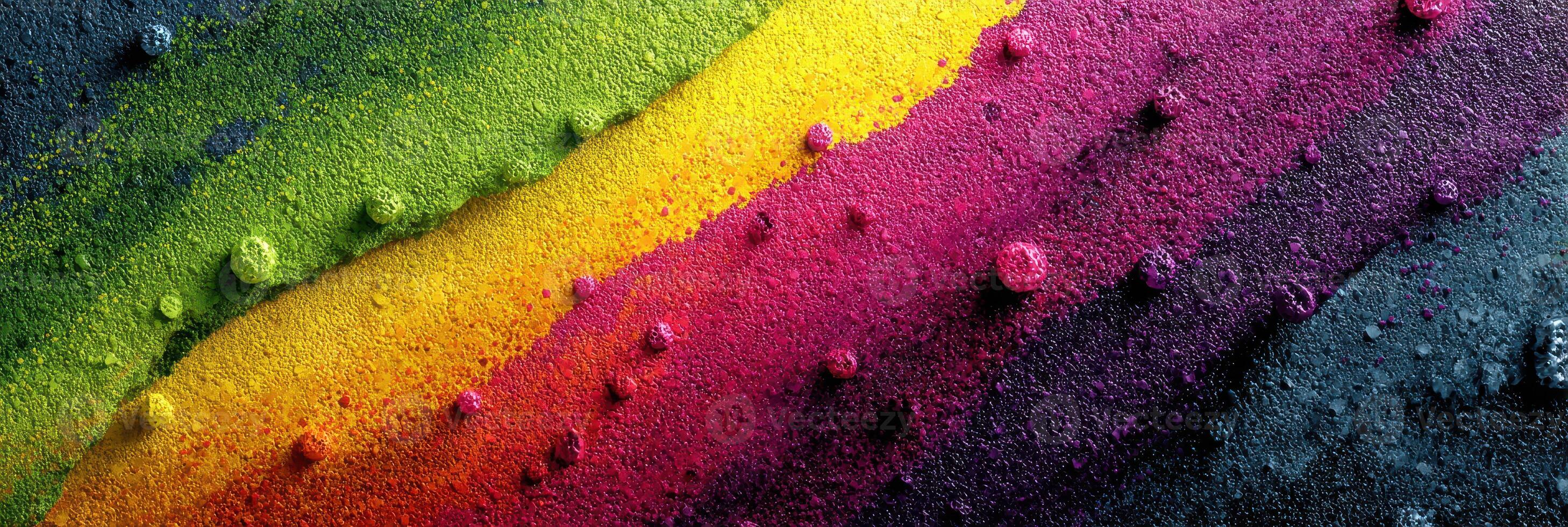 Vibrant display of colorful powdered pigments on a surface during a creative art project photo