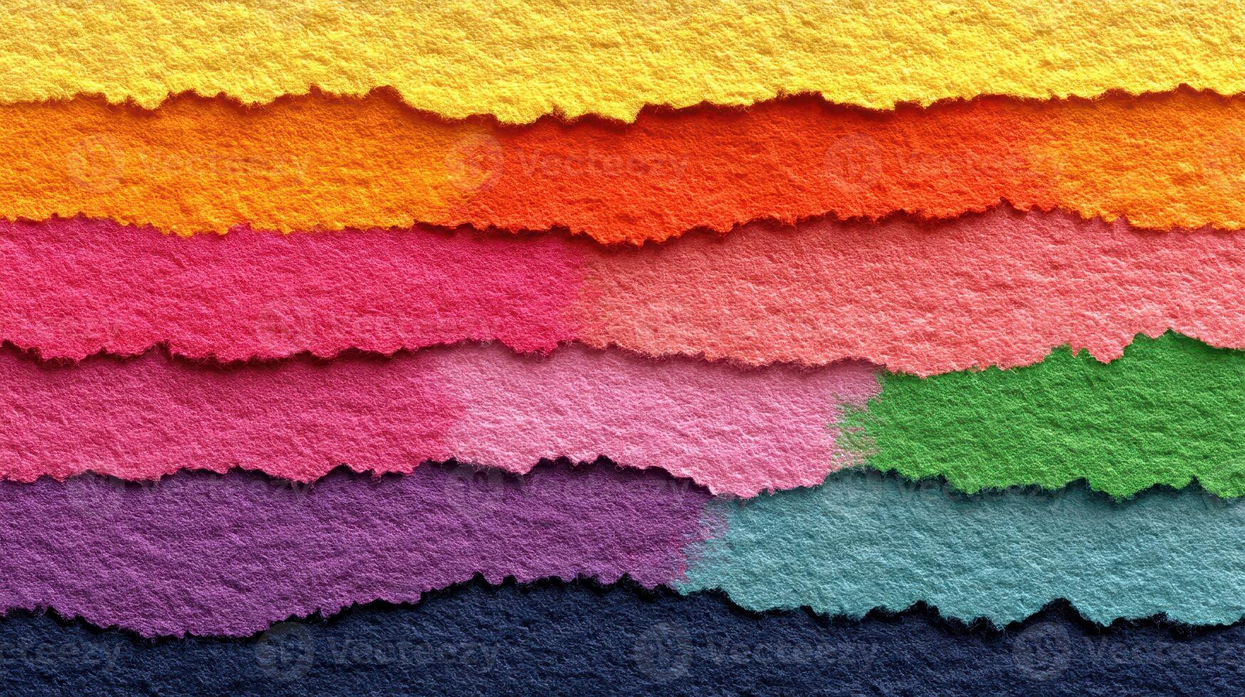 Colorful layers of textured paper create a vibrant abstract display in artistic arrangement photo