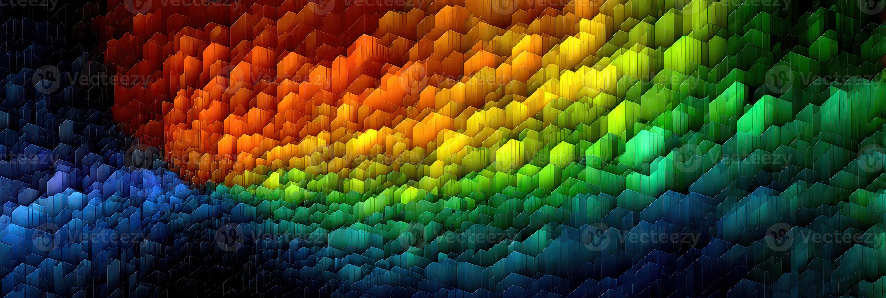 Colorful hexagonal patterns create an abstract rainbow effect in a digital artwork showcasing vivid hues photo