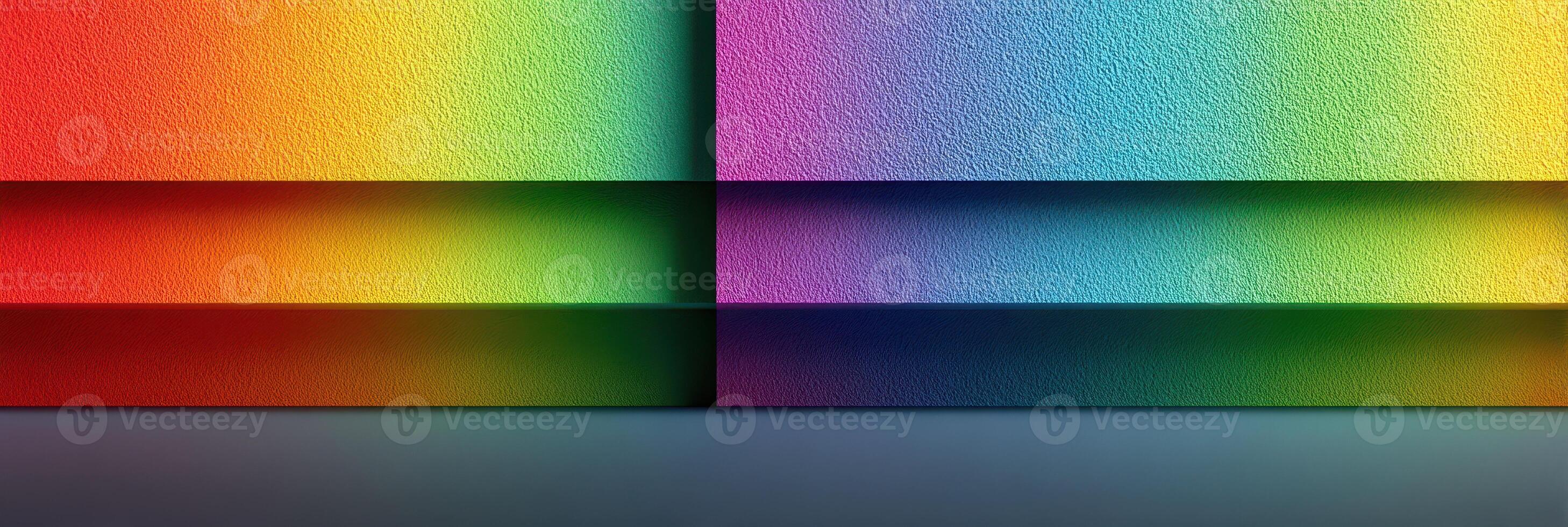 Colorful gradient walls create a vibrant abstract art display in a modern space photo