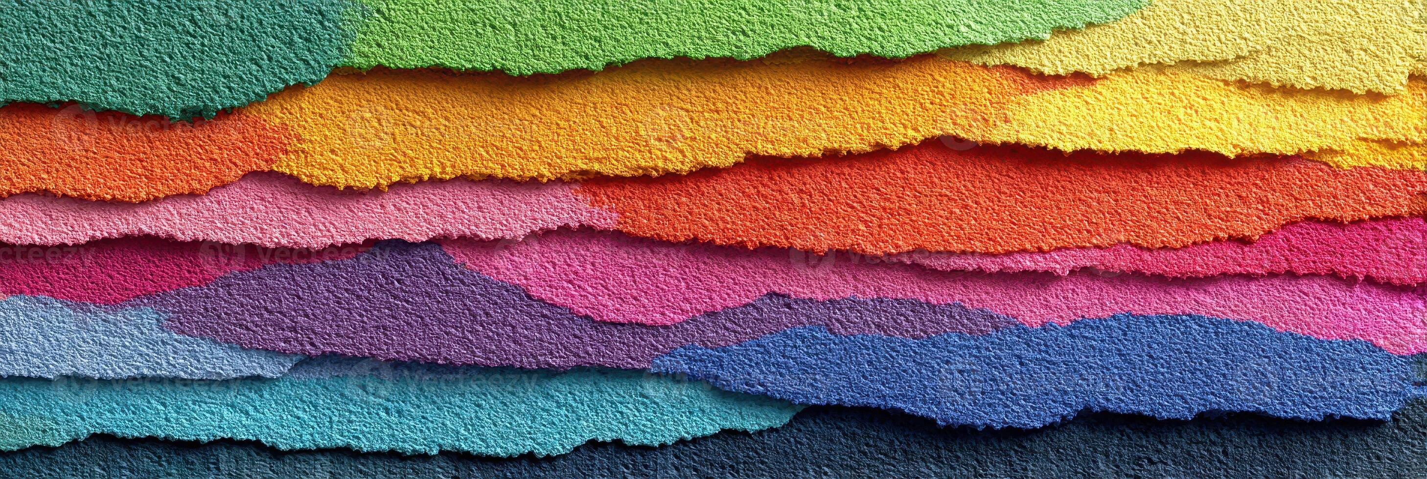 Colorful layers of textured paper creating an artistic composition in vivid hues photo