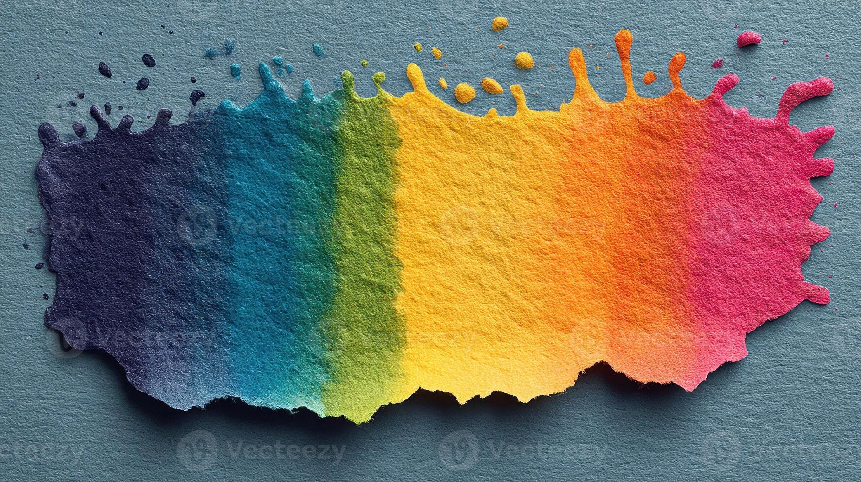 Vibrant watercolors blend together creating a spectrum of colors on textured paper photo
