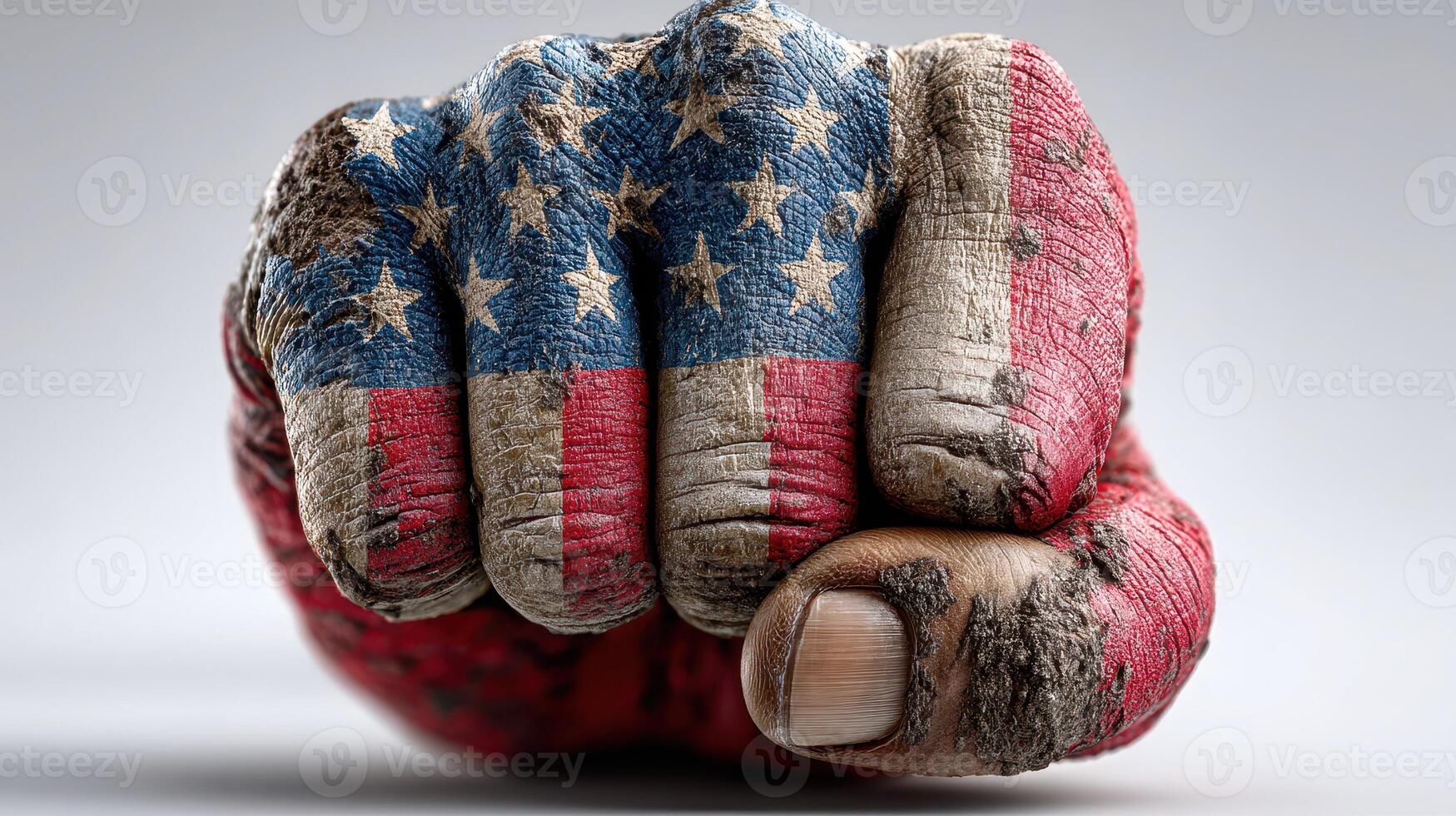 Symbolic fist representing strength and unity with American flag design in distressed style photo