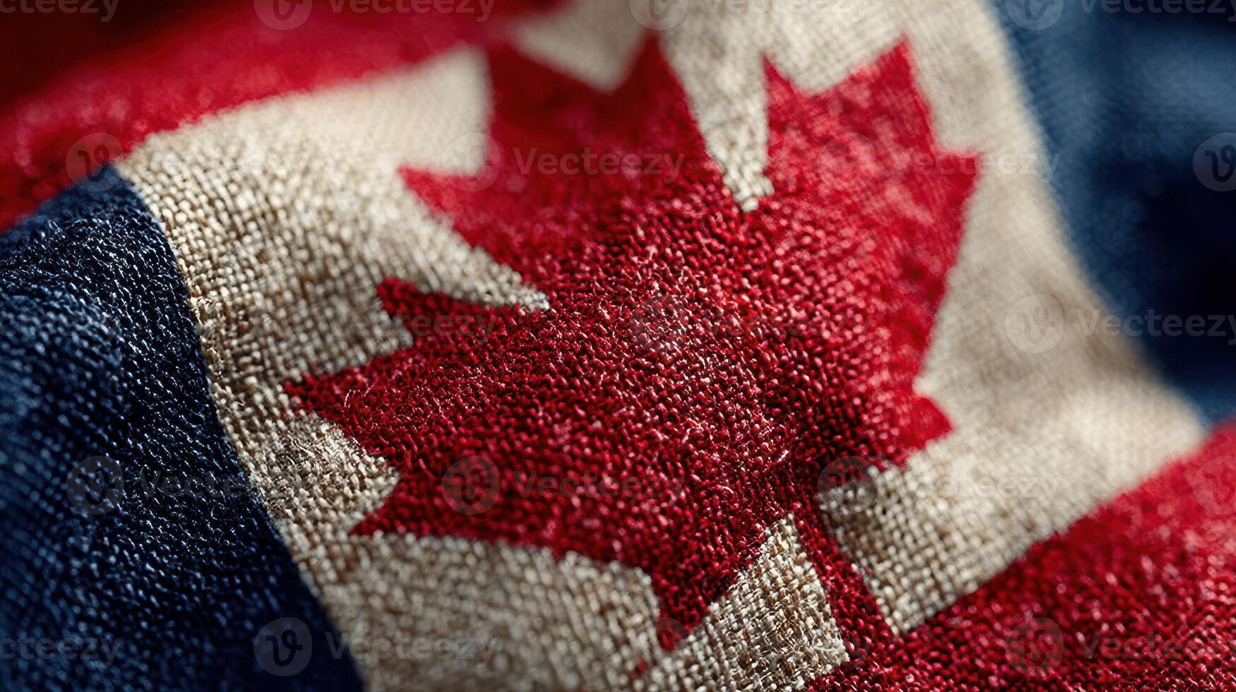 Close-up view of a Canadian flag showcasing vivid colors and detailed fabric texture, representing national pride in Canada photo