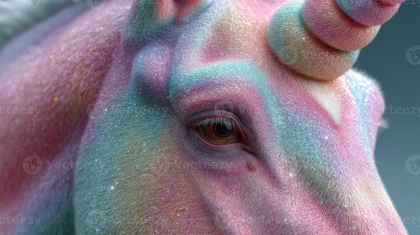 Close-up view of a sparkling unicorn showcasing vibrant colors and intricate details photo