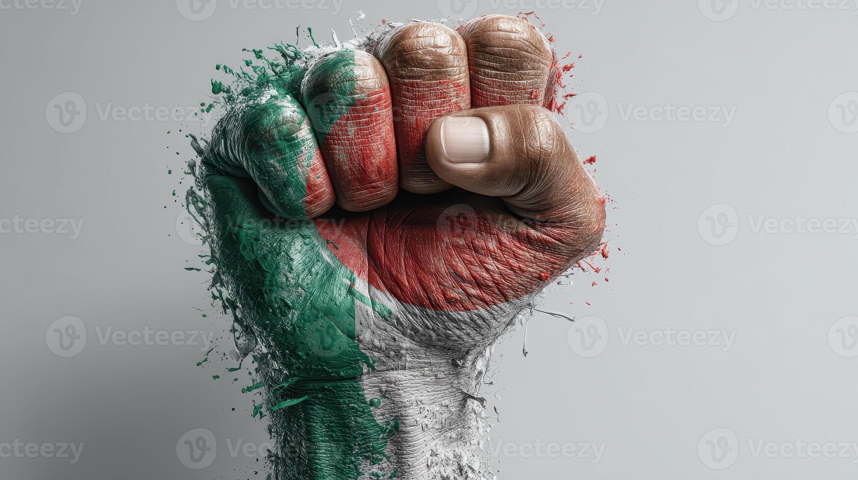Hand with painted flag showing solidarity and strength during a cultural or social event photo