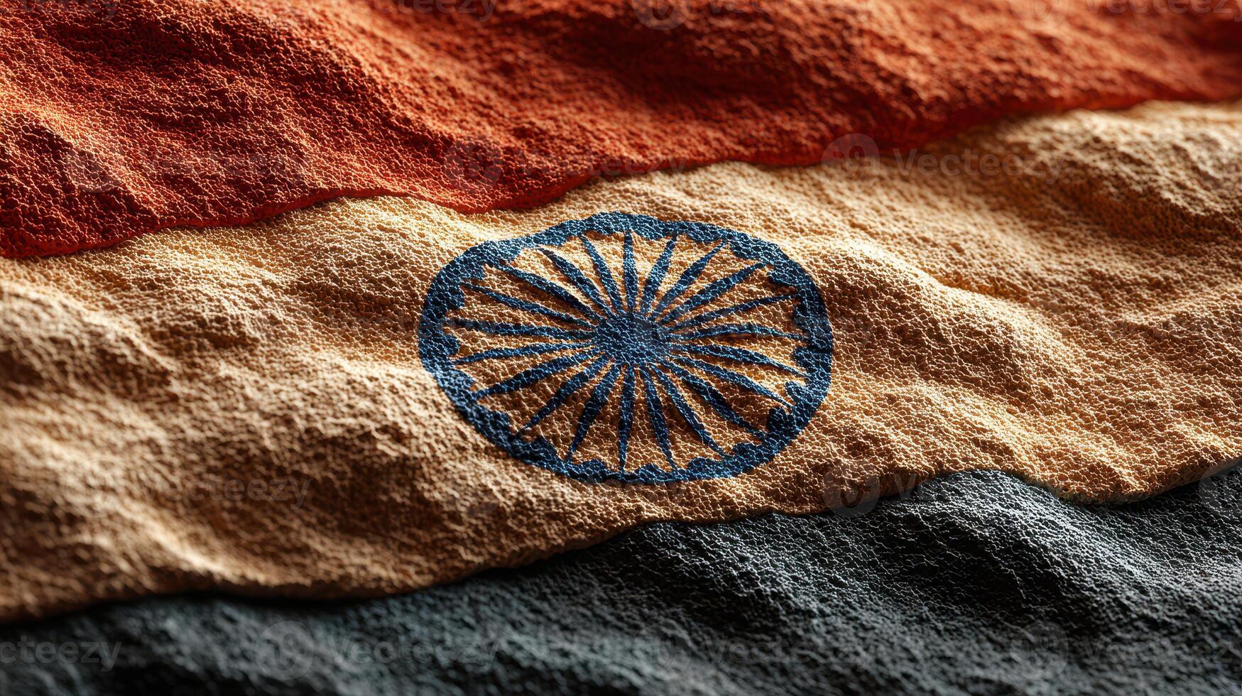 Indian flag texture depicting its vibrant colors and Ashoka Chakra detail on a textured background representing national pride photo