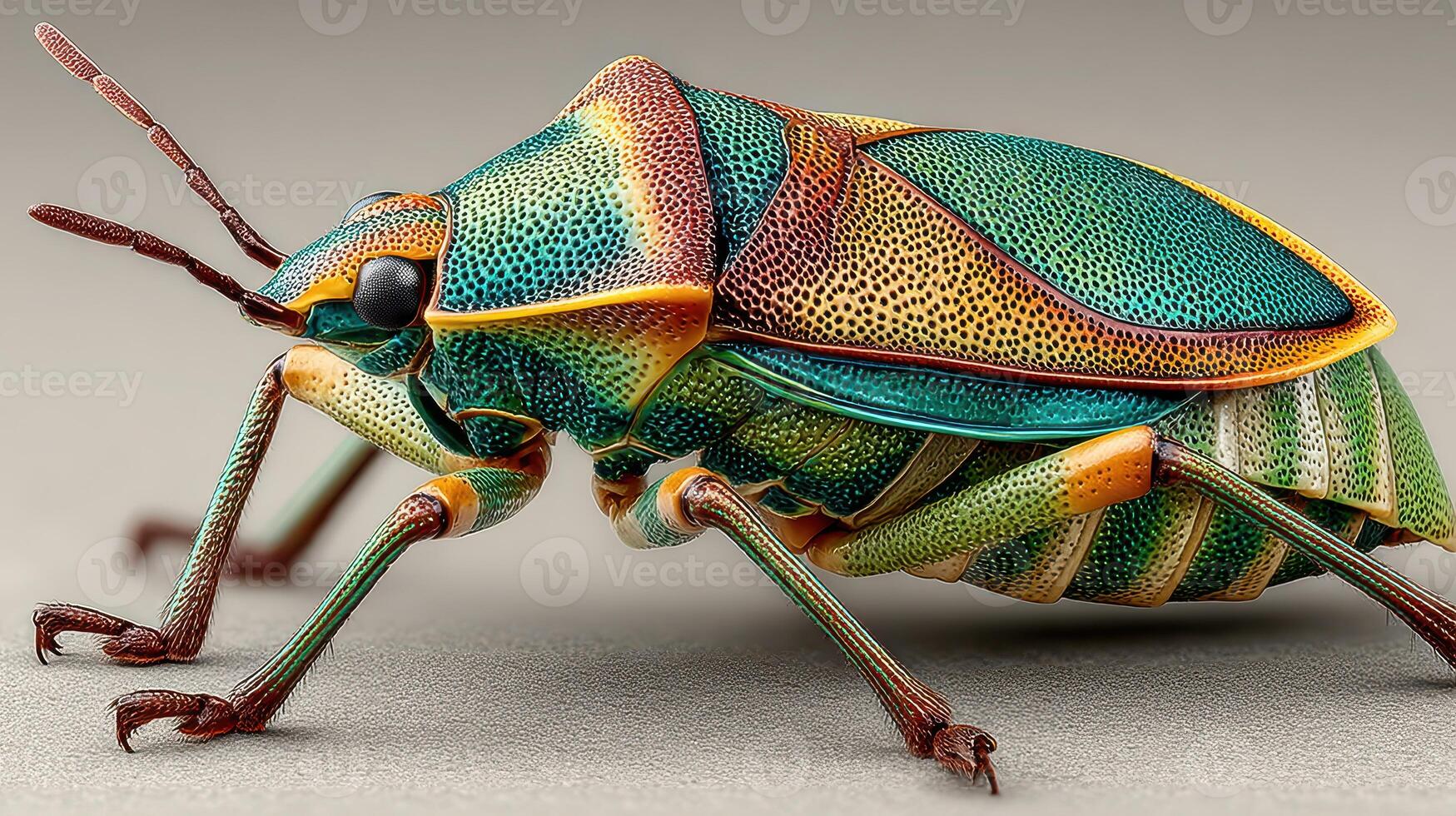 Colorful beetle capturing nature's beauty with vibrant patterns and intricate details in a macro setting photo