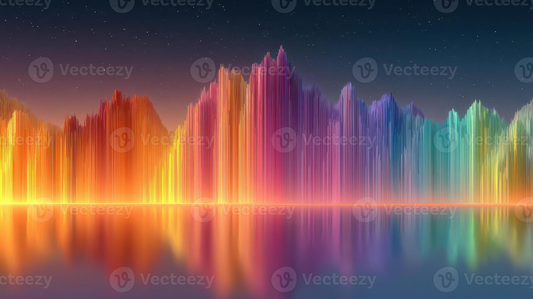 Vibrant mountain range reflects colorful light in a tranquil lake at twilight photo