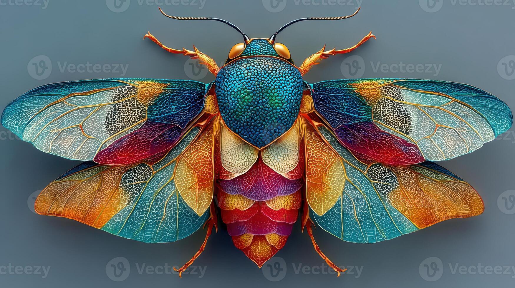 Colorful moth perched on a surface showcasing intricate details during midday light photo