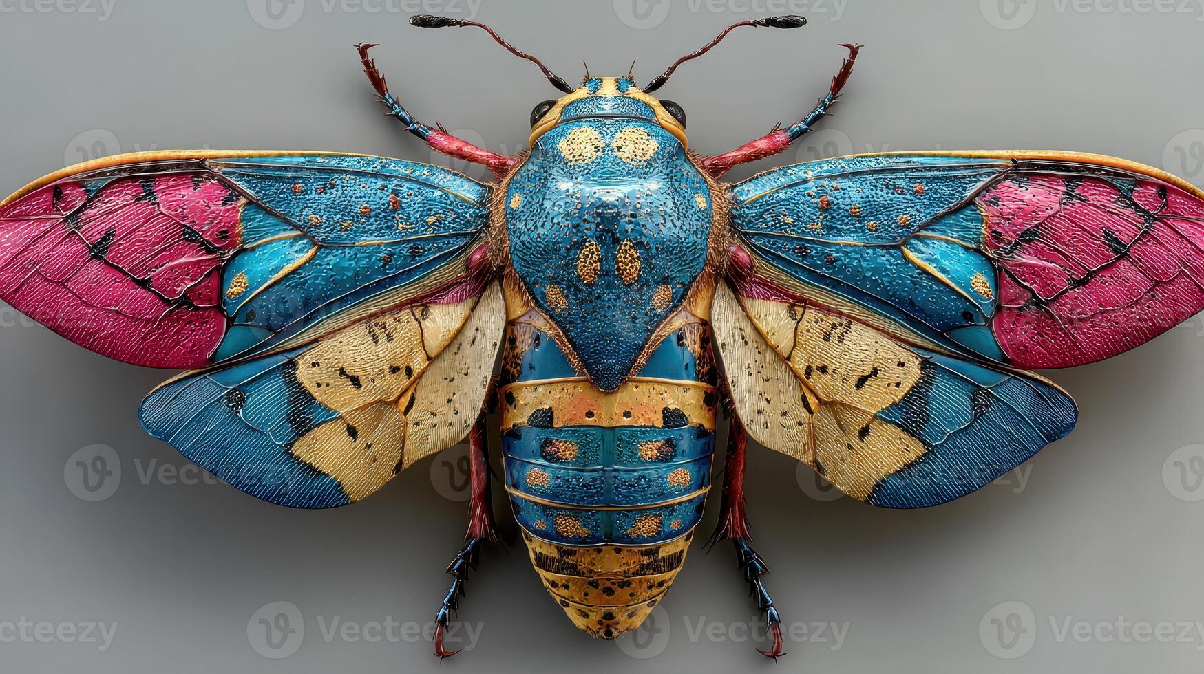 Brightly colored moth with intricate patterns found in natural habitat during daylight hours photo