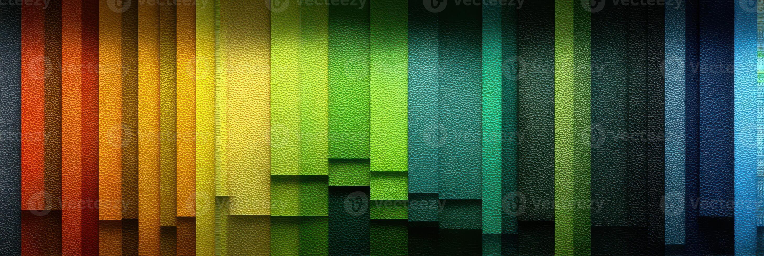 Vibrant vertical layers of color create a striking abstract background design showcasing a spectrum from yellow to blue photo