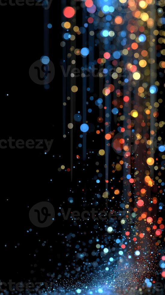 Colorful abstract design featuring vibrant dots and lights against a dark background creating a dynamic visual effect photo