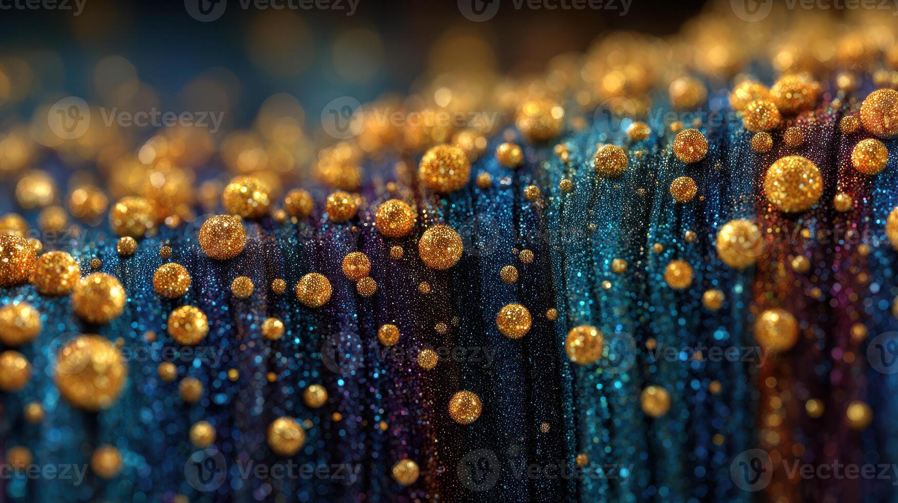 Colorful glittering orbs scattered across a dark surface in a fascinating abstract design photo