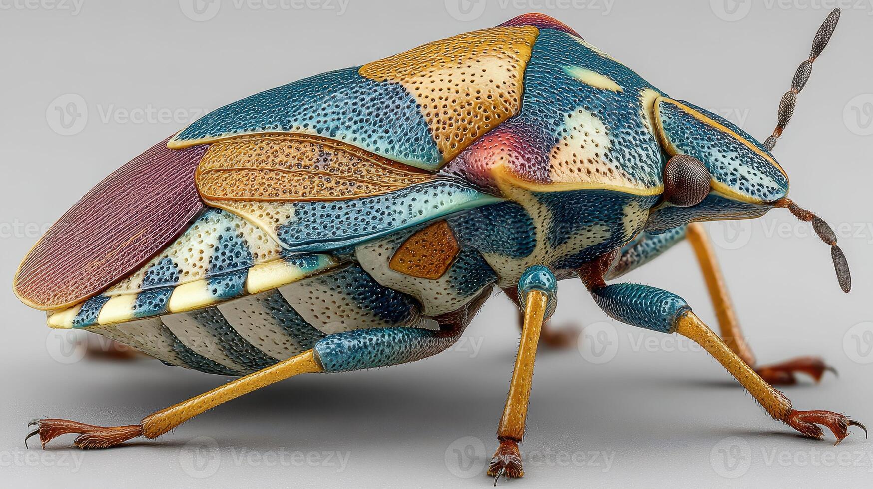 Colorful species of insect with intricate patterns on its body captured in close-up detail photo