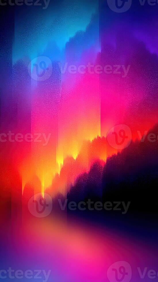 Vibrant landscape featuring swirling colors and abstract forms set against a twilight backdrop photo