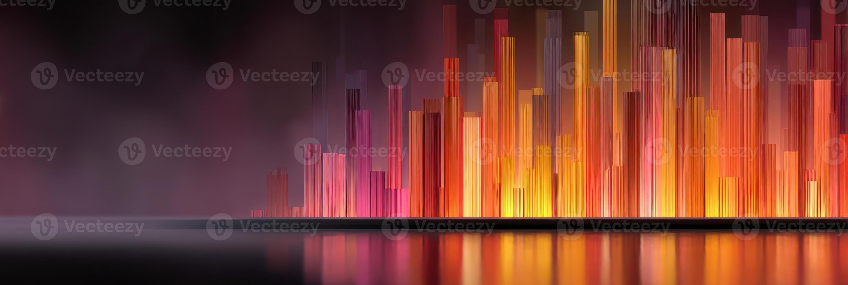 Colorful light display reflecting on water during a nighttime event in an urban setting photo