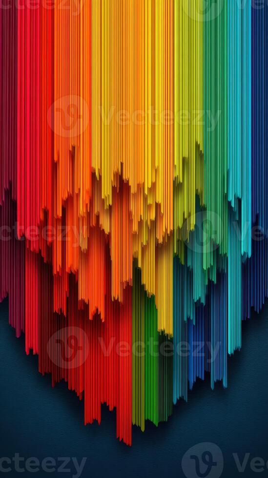 Colorful vertical strips form a vibrant gradient on a dark background showcasing artistic creativity and design photo