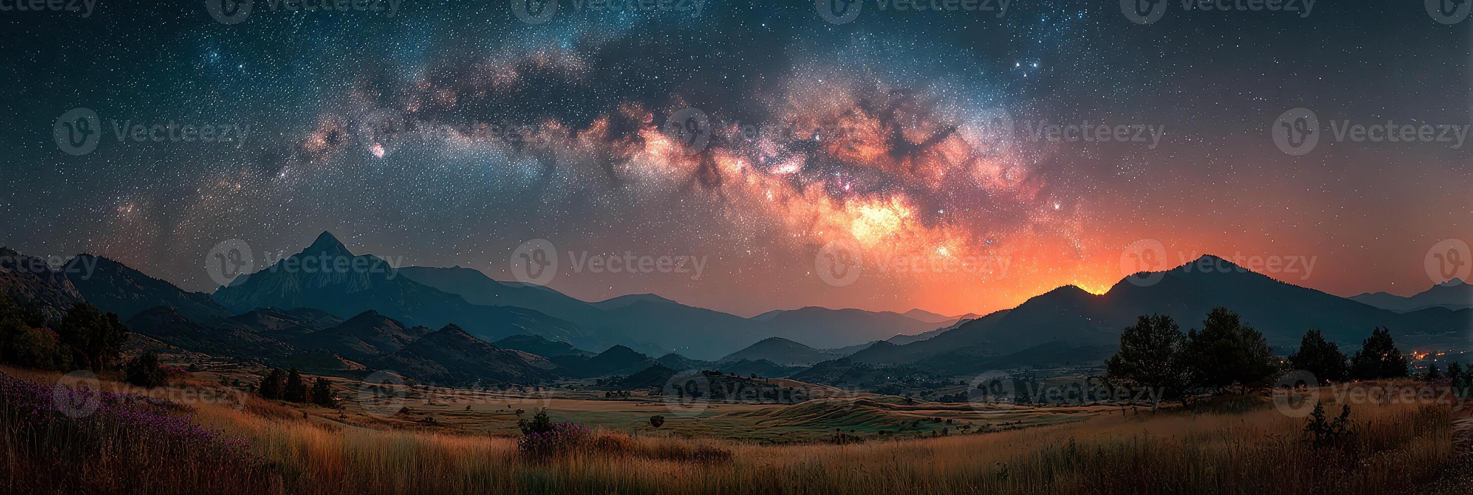 Captivating view of the Milky Way over mountain landscape at night in Colorado photo