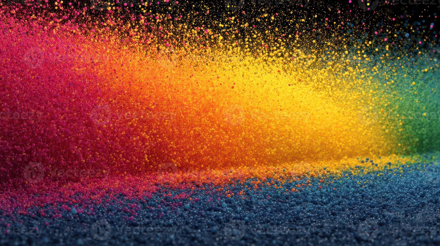 Vibrant explosion of colored powder creates a dynamic abstract pattern against a dark background photo