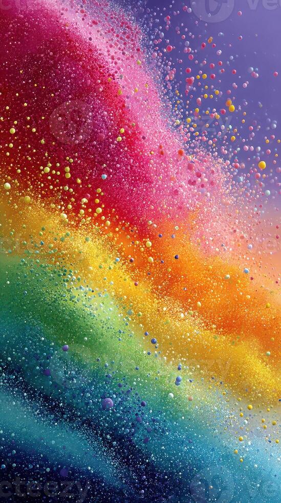 Colorful abstract art with vibrant splashes and gradients resembling a rainbow explosion in a dynamic composition photo