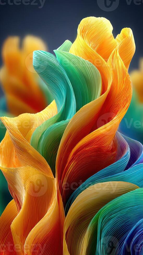 Colorful abstract design featuring flowing patterns in vibrant hues captured in a mesmerizing display photo