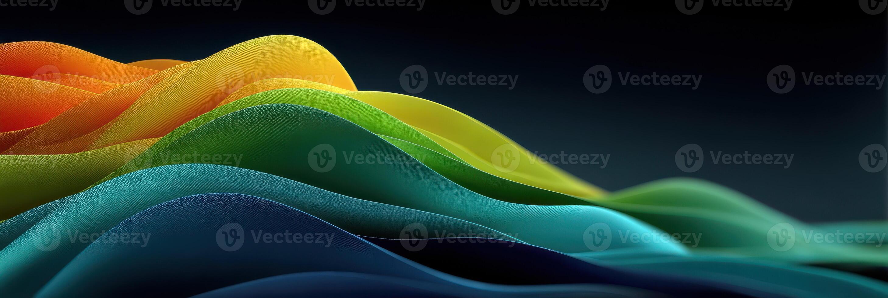 Colorful abstract waves creating a dynamic visual effect in a dark environment photo