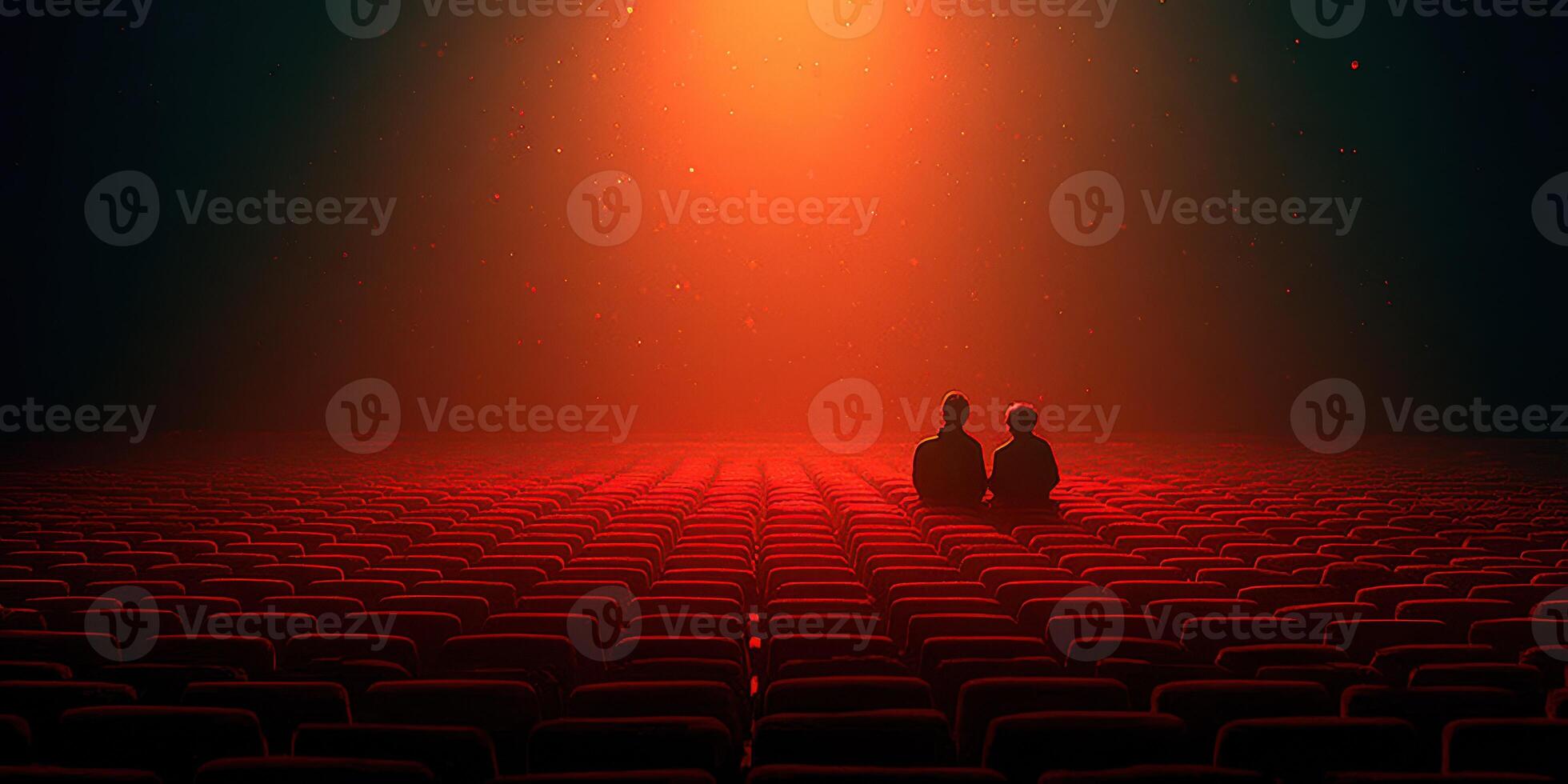 Evening intimacy shared in an empty theater with a warm glow illuminating the scene photo