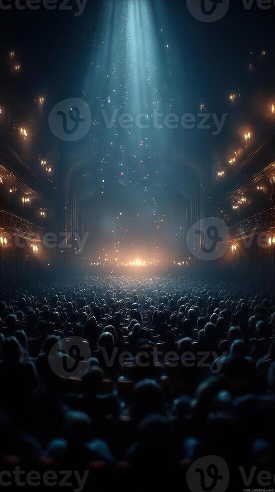 Audience mesmerized by a captivating performance in an elegant theater during an enchanting evening event photo