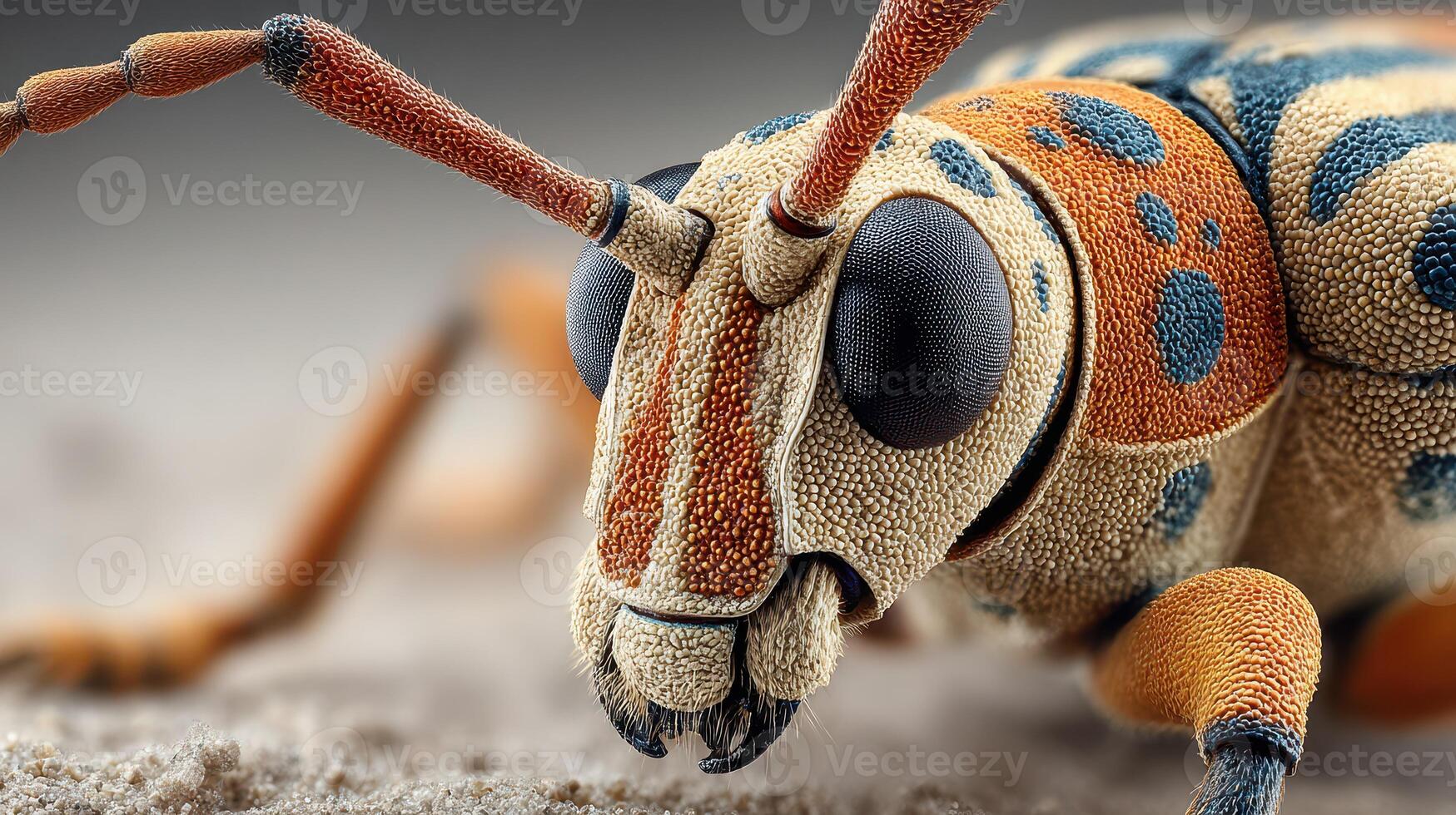 Close-up view of a brightly colored beetle showcasing intricate details and unique patterns in a natural environment photo