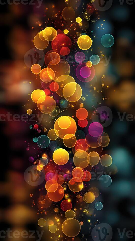 Vibrant display of colorful bokeh lights creating a dynamic atmosphere in a festive setting photo