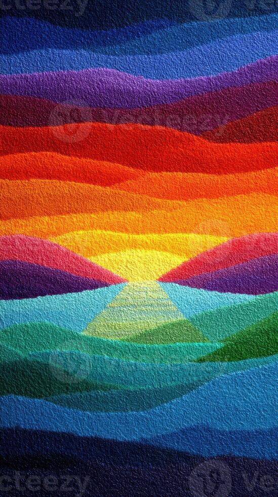 Vibrant sunset over layered hills creates a stunning display of colors at dusk photo