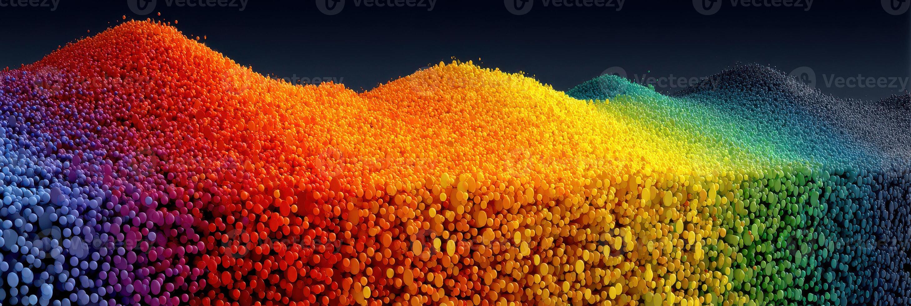 Vibrant colored spheres create a mesmerizing landscape of hues and patterns at nighttime photo
